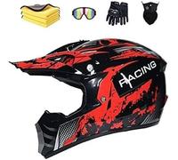 LYEVA Casco De Motocicleta,Casco de Motocross for Niños,Casco Moto Niño 5-12 Años Homologado ECE y DOT con Set de Guantes,Gafas y Máscara-MX Quad Enduro Off Road ATV Scooter Descenso (2,S(55-56cm))