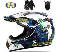 LYEVA Casco De Motocicleta,Casco de Motocross for Niños,Casco Moto Niño 5-12 Años Homologado ECE y Dot con Set de Guantes,Gafas y Máscara-MX Quad Enduro Off Road ATV Scooter Descenso (5,XL(61-62cm))