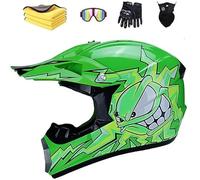 LYEVA Casco De Motocicleta,Casco de Motocross for Niños,Casco Moto Niño 5-12 Años Homologado ECE y Dot con Set de Guantes,Gafas y Máscara-MX Quad Enduro Off Road ATV Scooter Descenso (1,M(57-58cm))