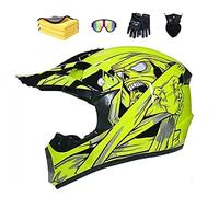 LYEVA Casco Moto Niño 5-12 Años Homologado ECE & DOT con Guantes Gafas Máscara,Casco Motocross Infantil Integral MTB para MX Quad Enduro Off Road ATV Scooter Descenso Go Karting (F,S)