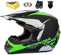 LYEVA Casco Moto Niño 5-12 Años Motocross Infantil Homologado ECE & DOT Enduro Integral MTB Con Guantes Gafas Máscara Para MX Quad Off Road ATV Scooter Descenso (Verde, S 52-56cm)