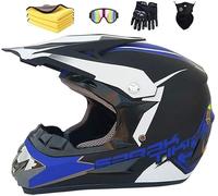 LYEVA Casco Moto Niño 5-12 Años Motocross Infantil Homologado ECE & DOT, Integral MTB Con Guantes, Gafas, Máscara Para MX Quad Enduro Off Road ATV Scooter Descenso (Azul, S 52-56cm)