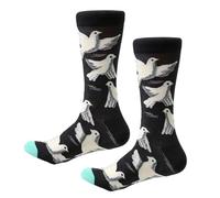 LYF STILE Calcetines divertidos novedosos - Anillo de tortuga cuello palomas amor pájaros - mezcla de algodón negro regalo de cumpleaños para hombres y mujeres, talla 36-48 - 1 par, Negro, Altoa única