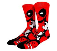 LYF STILE Marvel Deadpool - Calcetines de superhéroe rojo y negro, mezcla de algodón, regalo para cumpleaños y Navidad, unisex, talla 5-11, 1 par, rosso, Altoa única