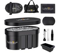 LyfeFocus Cold Therapy Pod - Bañera de hielo de recuperación premium con termómetro, alfombrilla para pies, tapa de protección, sábana para el suelo, bloques de hielo reutilizables y accesorios de