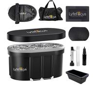 LyfeFocus Cold Therapy Pod - Bañera de hielo de recuperación premium con termómetro, alfombrilla para pies, tapa de protección, sábana para el suelo, bloques de hielo reutilizables y accesorios de