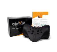 LyfeFocus Estirador de cuello con calor para dolor de espalda y cuello, corrector de postura con nodos firmes diseñado para aliviar la tensión muscular (negro, sin calor)