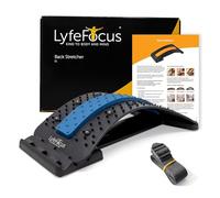 LyfeFocus Estirador de espalda y masajeador de acupresión para dolor de espalda y cuello, cómodo corrector de postura ajustable, soporte lumbar, terapia magnética y correa de silla (azul)