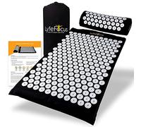 LyfeFocus Juego de alfombrilla de acupresión y almohada con bolsa de viaje, alfombrilla de masaje de acupuntura acolchada con pinchos, alivio del dolor de espalda, cuello y hombros, alivia la tensión