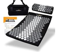 LyfeFocus Juego de alfombrilla de acupresión y almohada con bolsa de viaje, alfombrilla de masaje de acupuntura acolchada para aliviar el dolor de espalda, cuello y hombros, alivia la tensión muscular