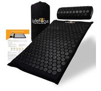 LyfeFocus Juego de alfombrilla de acupresión y almohada con bolsa de viaje, alfombrilla de masaje de acupuntura acolchada para aliviar el dolor de espalda, cuello y hombros, alivia la tensión muscular
