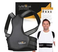 LyfeFocus S1 Corrector de Postura de Espalda Transpirable para Hombres y Mujeres, Soporte Superior de Espalda y Corrección de Postura para Dolor de Cuello, Hombros y Espalda (Negro, L)
