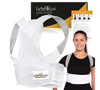 LyfeFocus S1 Corrector de Postura de Espalda Transpirable para Hombres y Mujeres, Soporte Superior de Espalda y Corrección de Postura para Dolor de Cuello, Hombros y Espalda (Blanco, S)