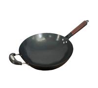 LYFHJD 14 Inch Pre-Seasoned Cast Iron Wok Cooking Pot with Wok ladle and Cover Kitchen Tools - Pan Does Not Rust-34cm(36cm)