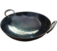LYFHJD 16 Inch Traditional Hand Hammered Cast Iron Wok Cooking Pan with Pot Ear Does Not Rust/Kitchen Tools -30cm(30cm)