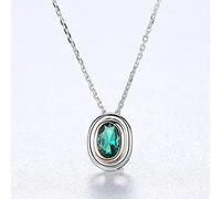 LYFHJD 925 Sterling Fine For Women Oval Pendant Necklace Classical Authentic Silver Jewelry