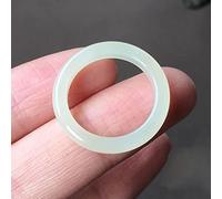 LYFHJD Anillo de círculo Fino de Jade Blanco Natural, Anillo de Jaspe hetiano de Jade para Hombres y Mujeres, Caja de Anillos de Compromiso (Color: Blanco, tamaño: 17 mm)