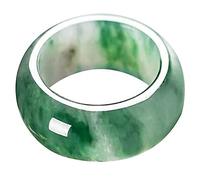 LYFHJD Anillo de Flor Flotante de Jade hetiano Verde Natural, joyería de Amuleto de jadeíta China, Mujeres y Hombres (Color: Verde, tamaño: 0.866 in)