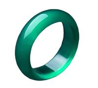 LYFHJD Anillo de Jade Tallado a Mano de calcedonia Natural, joyería de Jade, Anillos con Caja de Certificado (Color: Verde, tamaño: 0.551 in)