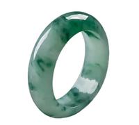 LYFHJD Anillo de Jade Verde Natural, Amuleto de Jade Chino, artesanía Tallada a Mano, Caja de Regalos artesanales para Mujeres y Hombres (Color: Gris, tamaño: 0.827 in)