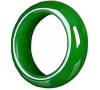 LYFHJD Anillo de jadeíta Verde Natural Dedo jadeíta Moda Hombres y Mujeres Pareja Anillo de Cola Anillo Redondo Moda Simple con Caja de Regalo (Color: Verde, tamaño: 0.827 in)