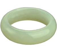 LYFHJD Anillo Naturaleza Xinjiang Hetian Jade Amarillo Blanco Jade Anillos Jadeíta Anillo Joyería Brithday para Mujeres y Hombres Caja (Color: Delgado, Tamaño: 18 mm)