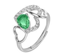 LYFHJD Anillo S925 La joyería del Anillo de Diamantes del corazón del Amor de la Plata de Las Mujeres, el Anillo de Plata esterlina 925 con la Caja de Regalo Hermosa día de
