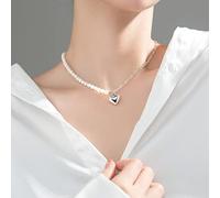 LYFHJD Authentic Lovely Pearl Heart Pendant Necklace For Women Wedding Birthday S925 Jewelry Gift