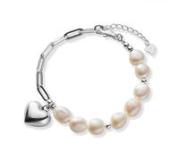 LYFHJD Baroque Pearl Heart Pendant Necklace For Women Wedding Birthday S925 Jewelry Gift