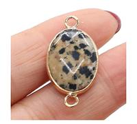 LYFHJD Beads Natural Stone Elliptical Amethysts Quartz Charms Pendant for Necklace Bracelet Jewelry Making for Jewelry Making (Color : Dalmation Jasper, Size : 14x27mm)