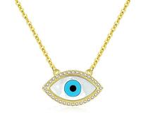 LYFHJD Best Friend Evil Eye Charm Natural Stone Shell Long Necklace Women Accessories Chokers Gold Jewelry