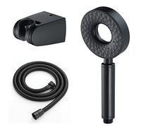 LYFHJD Black Handheld Function Water Saving Hand Head,ABS Round Head with 1.5M Shower Hose and Holder,B
