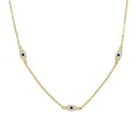LYFHJD Blue Zirconia Evil Eye Necklace Pendants Necklaces For Women Protect 35+10cm Chain