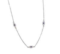 LYFHJD Blue Zirconia Evil Eye Necklace Pendants Necklaces For Women Protect 35+10cm Chain