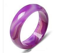 LYFHJD Brazalete de Jade de ágata Morada Natural, Pulsera de Calcedonia a Rayas moradas Amplia y Gruesa para Mujer y Madre