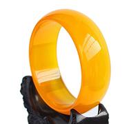 LYFHJD Brazalete de Jade de Calcedonia Amarilla de ágata brasileña Natural, Pulsera de Mujer ensanchada y Gruesa 5A, joyería