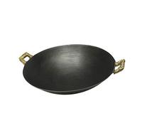 LYFHJD Cast Iron Wok Traditional Hand Hammered Pan - with Cover and 2 Pot Ear Open Fire Pot Kitchen Tools -43cm(45cm)