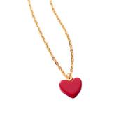LYFHJD Chain Necklace Jewelry Red Pine Stone Heart Pendant For Lady