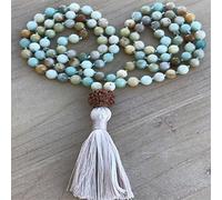 LYFHJD Charm Jewelry 8mm Natural Amazonite Gemstone 108 Beads Necklace Meditation Lucky Chic Bead#18734
