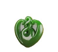 LYFHJD Charm Jewelry Natural Jasper Spinach Green Twisting Pendant Pendant Hetian Jade Love Heart Shaped Necklace
