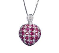 LYFHJD Charms * 29mm Ruby Emerald Sapphire Heart-Shaped Pendant Necklace For Women Lab Diamond Gemstone Party Fine Jewelry Female Gift