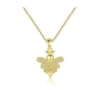 LYFHJD Crystal Honey Bee Pendant Necklace Women Gold Color New Deal with For Kids