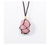 LYFHJD Crystal Stone 1pc Natural Gemstones Polished Irregular Crystal Net Bag Pendant Adjustable Necklace Presents (Color : Citrine) (Color : Rose Quartz)