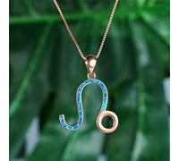 LYFHJD Cute Female Blue Opal Pendant Boho Silver Color Chain Necklaces For Women Unique Leo Bridal Wedding Necklace