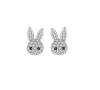 LYFHJD Cute Silver Color Rabbit Jewelry For Women Earring Necklace Cubic Zircons Girl Party Children Christmas Gifts