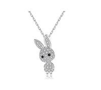LYFHJD Cute Silver Color Rabbit Jewelry For Women Earring Necklace Cubic Zircons Girl Party Children Christmas Gifts