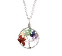 LYFHJD Dangle Earrings For Women Round Tree of Life Ear Drop Natural Chip Stone Bead Reiki 7 Chakra Healing Jewelry