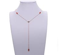 LYFHJD Delicate Women Necklace Body Boho Y Lariat 925 Sterling Enamel Evil Eye Dainty Charm Pendant Jew