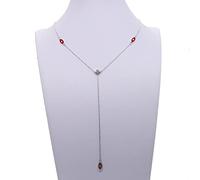 LYFHJD Delicate Women Necklace Body Boho Y Lariat 925 Sterling Enamel Evil Eye Dainty Charm Pendant Jew