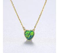 LYFHJD Elegant Heart Opal Pendant For Women Brightly Three Color Gemstone Necklace Anniversary Silver 925 Jewelry